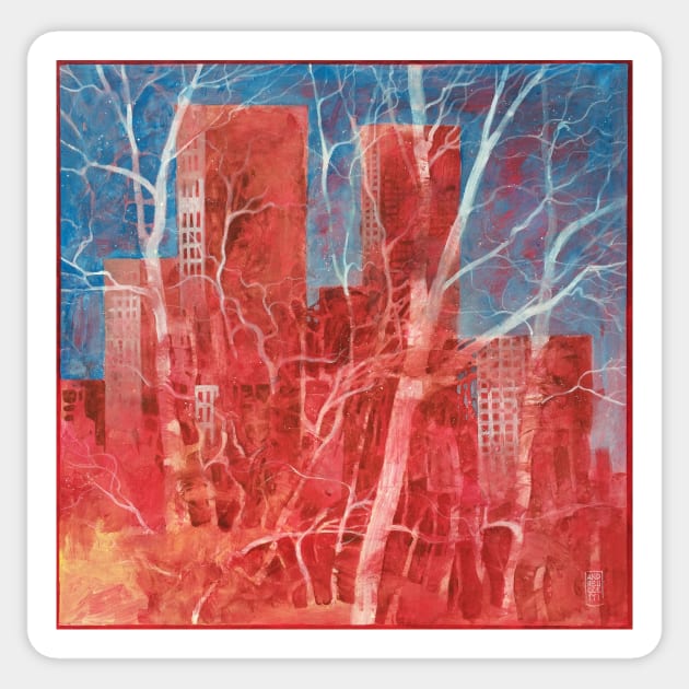 Ancient towers under the cerulean sky Sticker by Andreuccetti Art